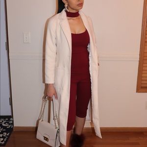 FASHION NOVA cream longline coat